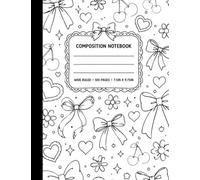 Coquette Coloring Composition Notebook: Color Your Own Cute Bow Aesthetic Wide Ruled School Notebook for Girls and Students: 100 Pages | 7.5 x 9.75 ... Creative Doodling, and Personalized Art