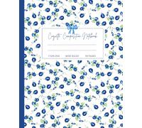 Coquette Composition Notebook: Girly Aesthetic Blue Floral Wide Rule Lined Journal for School, College, Office, Work, 7.5x9.25 Inch, 110 Pages.