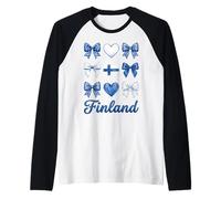 Coquette Finlandia Bandera Finlandesa Niñas Camiseta Manga Raglan