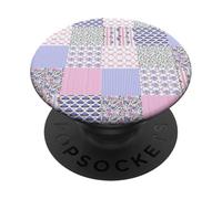 Coquette Floral Patchwork Quilt Fancy Toile de Jouy PopSockets PopGrip Adhesivo