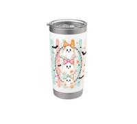 Coquette Halloween Preppy Stripe espeluznante niñas mujeres fantasmas Vaso térmico de acero inoxidable de doble pared