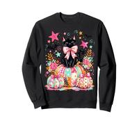 Coquette Halloween Preppy Stripe Spooky Girls Black Cat Boo Sudadera