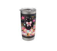 Coquette Halloween Preppy Stripe Spooky Girls Black Cat Boo Vaso térmico de acero inoxidable de doble pared