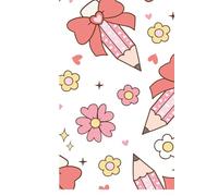 Coquette Heart Journal - 6" x 9" Lined Journal Pastel Red Bow & Pencil Design, 110 Pages