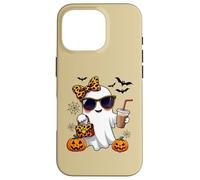 Coquette Leopard Ghost Girl Café Halloween Bougie Woman Carcasa para iPhone 16 Pro