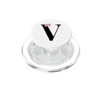 Coquette Monogram Letter V with Pink Bow Initial Name PopSockets PopGrip para MagSafe