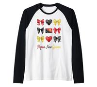 Coquette Papúa Nueva Guinea Bandera Papúa Nueva Guinea Chicas Camiseta Manga Raglan
