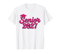 Coquette Pink Bow Senior 2027 Class of Graduation Camiseta gráfica económica, Hombre, Blanco, S