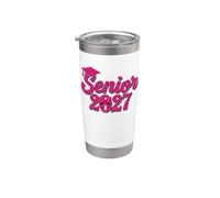 Coquette Pink Bow Senior 2027 Class of Graduation Vaso térmico de acero inoxidable de doble pared