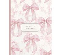 Coquette Pink Bows Daily Planner & To-Do List Journal - Aesthetic Undated Organizer for Women with 192 Ruled Pages - Soft Matte Cover, 8.5” x 11” - ... Task Notebook for Productivity & Self-Care