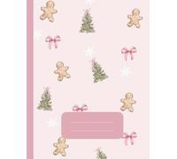 Coquette Pink Christmas Tree Gingerbread Man & Bows Festive Aesthetic Journal Notebook - Cute Holiday Writing Notebook with 120 Ruled Pages | Large 8.5” x 11” Matte Cover