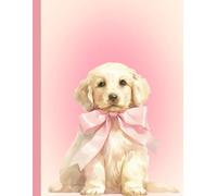 Coquette Pink Golden Retriever Puppy Journal Notebook - Cute Aesthetic Writing Notebook with 120 Ruled Pages | Large 8.5” x 11” Matte Cover