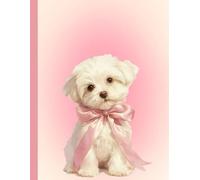 Coquette Pink Maltese Dog Journal Notebook - Cute Aesthetic Writing Notebook with 120 Ruled Pages | Large 8.5” x 11” Matte Cover