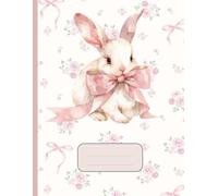 Coquette Rabbit Bow Lined Journal - 8.5” x 11” Soft Matte Cover, 120 Ruled Pages | Pastel Bunny-Themed Writing Notebook for School, Notes & Gifts