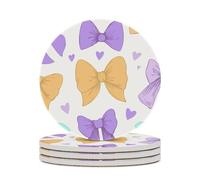 Coquette Ribbon Bows Tiny Hearts - Juego de 4 posavasos absorbentes