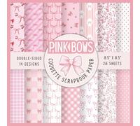 Coquette Scrapbook Paper: Pink Bows Aesthetic Designs, Double-Sided 8.5” x 8.5”, 14 Patterns, 28 Sheets for Journaling, DIY Crafts & Scrapbooking