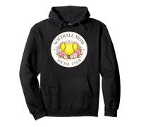 Coquette Softball Mom Social Club Floral Corazón Bola Flor Sudadera con Capucha