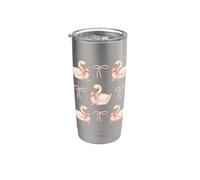 Coquette Swan & Pink Bows Cute Bird Love Soft Aesthetic Vaso térmico de acero inoxidable de doble pared