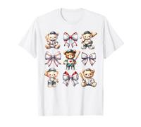 Coquette Teddy Bear Soft Aesthetic Bow Baseball Girl Women Camiseta
