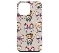 Coquette Teddy Bear Soft Aesthetic Bow Baseball Girl Women Carcasa para iPhone 13 Pro MAX
