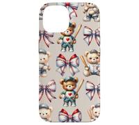 Coquette Teddy Bear Soft Aesthetic Bow Baseball Girl Women Carcasa para iPhone 14