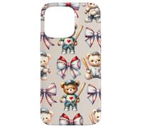 Coquette Teddy Bear Soft Aesthetic Bow Baseball Girl Women Carcasa para iPhone 15 Pro MAX