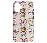 Coquette Teddy Bear Soft Aesthetic Bow Baseball Girl Women Carcasa para iPhone 16