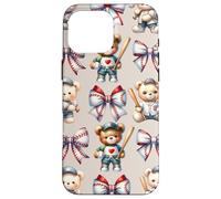 Coquette Teddy Bear Soft Aesthetic Bow Baseball Girl Women Carcasa para iPhone 16 Pro MAX