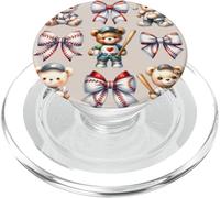Coquette Teddy Bear Soft Aesthetic Bow Baseball Girl Women PopSockets PopGrip para MagSafe