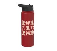 Coquette Teddy Bears Pink Bow Cute Women Girl Birthday Stainless Steel Insulated Water Bottle