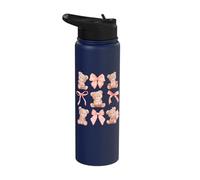 Coquette Teddy Bears Pink Bow Cute Women Girl Birthday Stainless Steel Insulated Water Bottle
