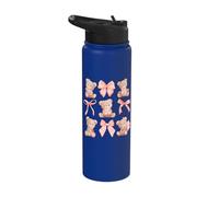 Coquette Teddy Bears Pink Bow Cute Women Girl Birthday Stainless Steel Insulated Water Bottle