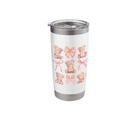 Coquette Teddy Bears Pink Bow Cute Women Girl Birthday Vaso térmico de acero inoxidable de doble pared