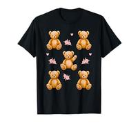 Coquette Teddy Bears Pink Roses Cute Women Girl Birthday Camiseta