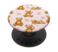 Coquette Teddy Bears Pink Roses Cute Women Girl Birthday PopSockets PopGrip Adhesivo