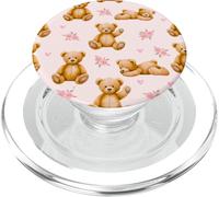 Coquette Teddy Bears Pink Roses Cute Women Girl Birthday PopSockets PopGrip para MagSafe