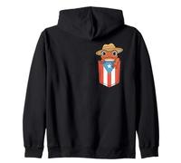 Coqui Frog Puerto Rico Flag Pava Hat Pocket Orgullo Boricua Sudadera con Capucha