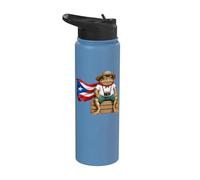Coqui Frog Puerto Rico Flag Puerto Rican Taino Boricua Stainless Steel Insulated Water Bottle