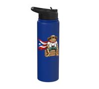 Coqui Frog Puerto Rico Flag Puerto Rican Taino Boricua Stainless Steel Insulated Water Bottle