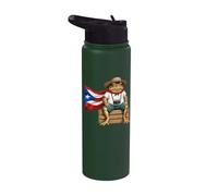 Coqui Frog Puerto Rico Flag Puerto Rican Taino Boricua Stainless Steel Insulated Water Bottle