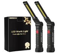Coquimbo Regalos San Valentin Hombre Linterna Taller LED Recargable, Linterna Portátil de Trabajo Lámpara de Inspección con Magnética Base y Gancho para Taller Cámping Emergencia (2 Piezas, Negro)