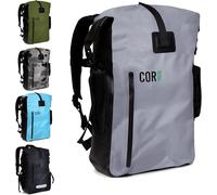 COR Mochila de bolsa seca impermeable con funda acolchada para portátil |40 litro| Gris| Verde (gris, 40 L)