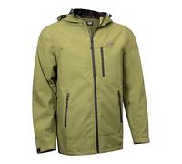 COR Surf Chaqueta impermeable de viaje plegable para hombre | El chubasquero todoterreno definitivo para hombre con bolsillos secretos (Medio, Verde con cremallera negra)