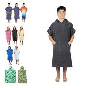 COR Surf Toalla Albornoz de Playa para Cambiar de Ropa, Microfibra Secado Rápido, con Capucha (Gris)