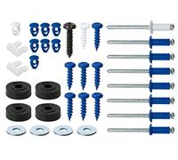 Cora 000116012 Kit de fijación completo para placas de matrícula con 8 Remaches, 8 tornillos, 8 pernos, 8 tuercas, 4 tornillos, 2 tapones, Negro