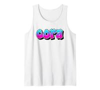 Cora Graffiti Nombre Personalizado Azul Rosa Mujeres Niñas Camiseta sin Mangas