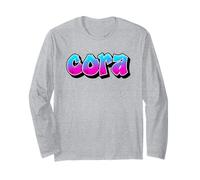 Cora Graffiti Nombre Personalizado Azul Rosa Mujeres Niñas Manga Larga