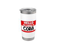 Cora Hello Hi My Name Is - Camiseta con nombre personalizado Vaso térmico de acero inoxidable de doble pared