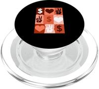 Coral Color Peace Love Money Grid Coral Graphic PopSockets PopGrip para MagSafe