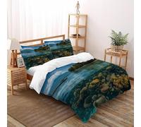 Coral de Isla Funda De Edredón 3 Piezas 3D Impresa Aesthetic Marine Life con Cremallera Y Funda De Almohada Super King（260x220cm） Microfibra Juego De Cama para para Niñosy Hombres